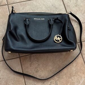 Michael Kors Black Satchel with Gold Details